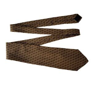 VTG Giorgio Armani Cravette Brown Silk Tie 4" Wide Oval Geometric Pattern Mens